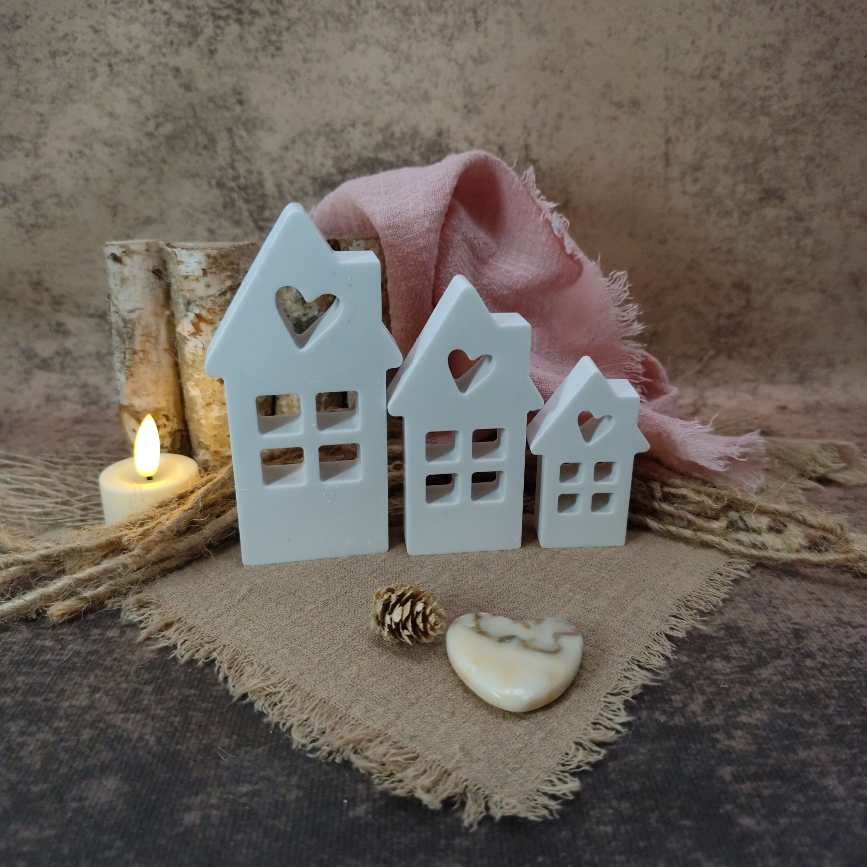 Huisjes 3delig hart