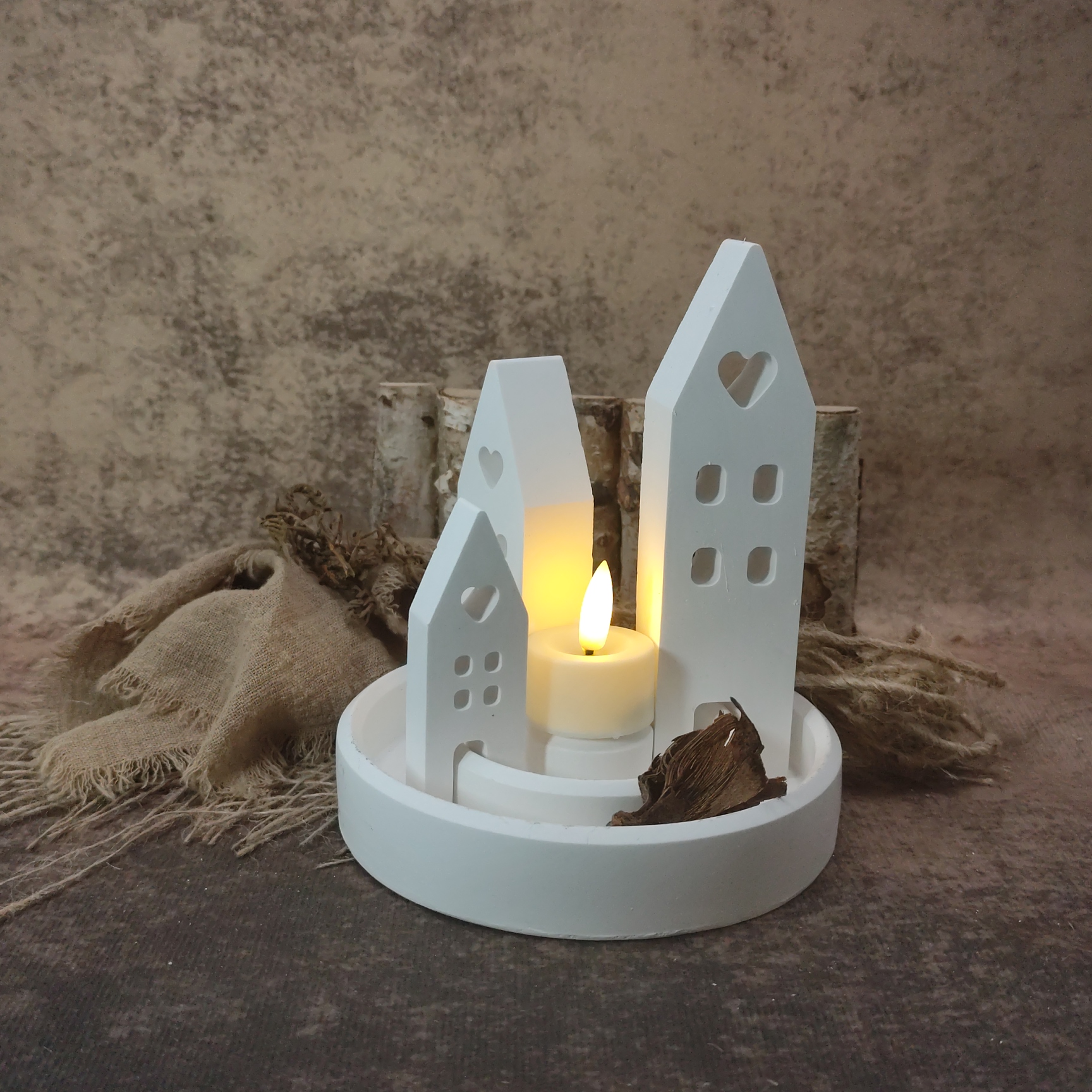 Schaal met 3 huisjes