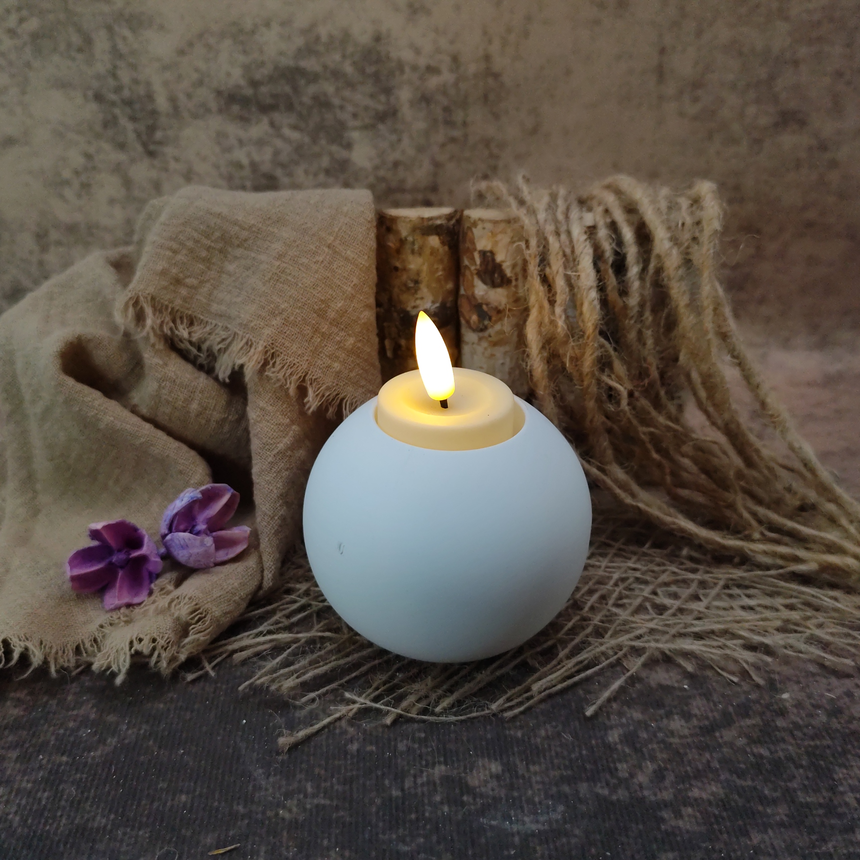 theelicht ronde bol doorsnee 8 cm - Afbeelding 2