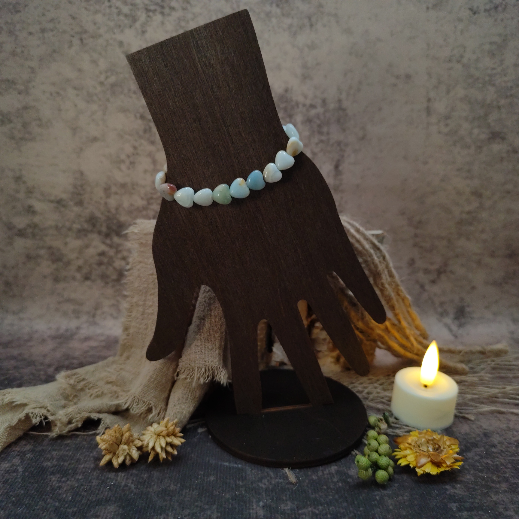 Armband amazoniet hartjes