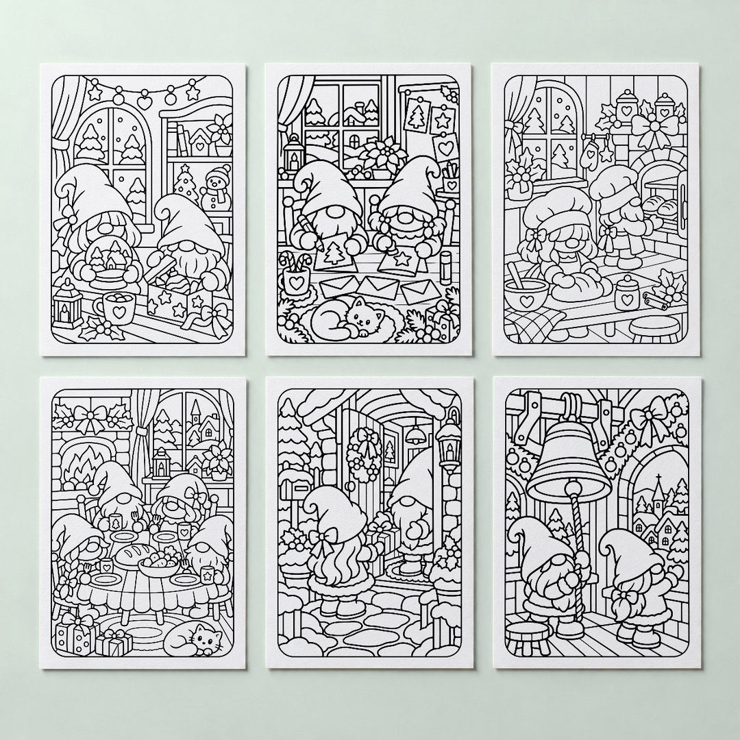 Gnomey coloring · GNOMEY KERST Deel 2 03 Platen 07-12 · ingekleurde cover ter inspiratie