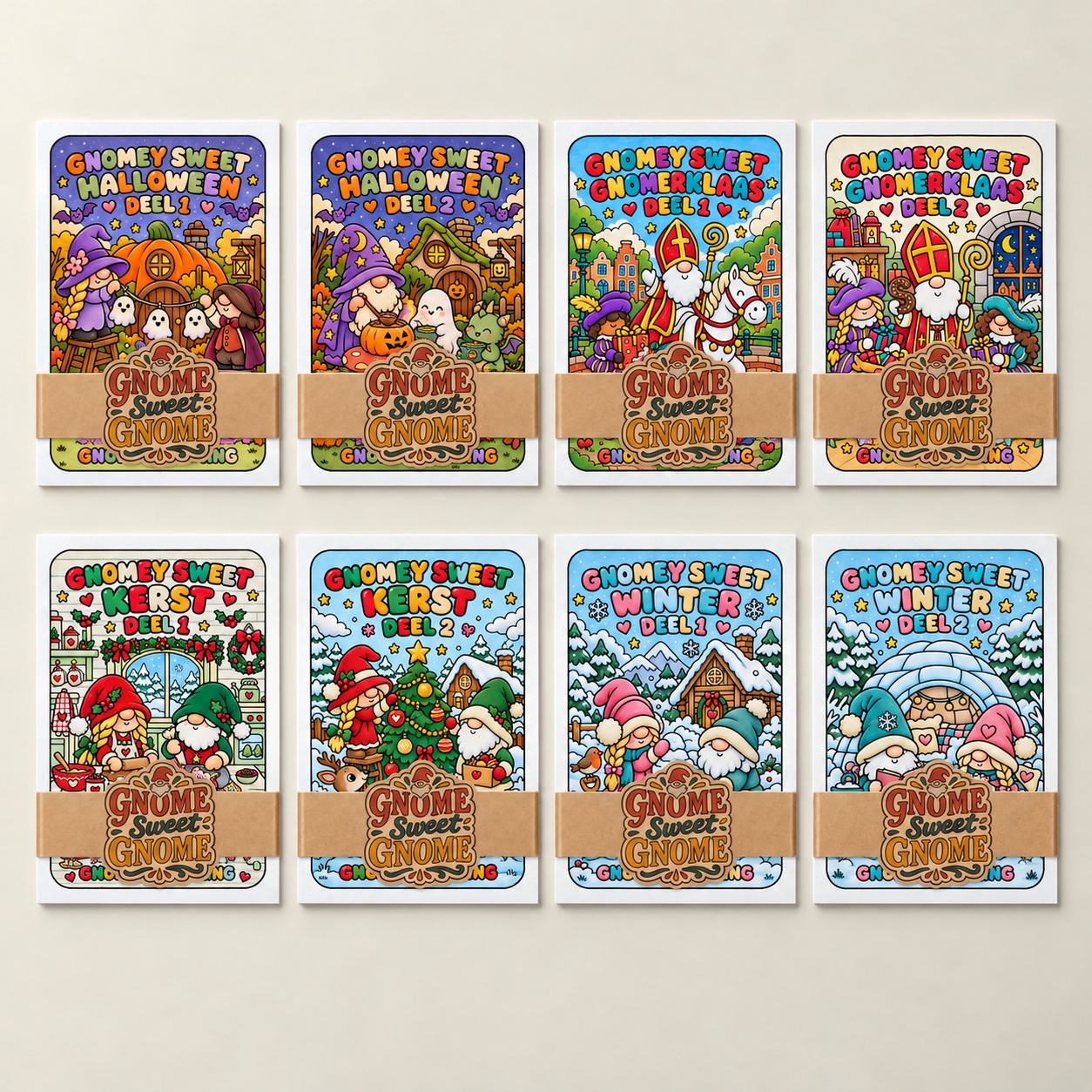 Gnomey coloring · Gnomey coloring Seizoenscollectie · ingekleurde cover ter inspiratie
